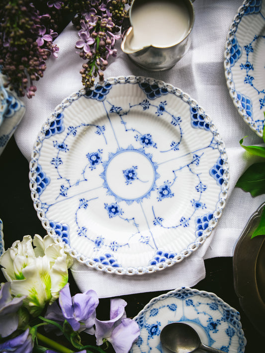 Mid Century Royal Copenhagen Blue Fluted Full Lace 7.75" Dessert Plate Weston Table