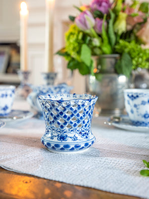  Royal Copenhagen Blue Fluted Full Lace Votive Holder Weston Table 