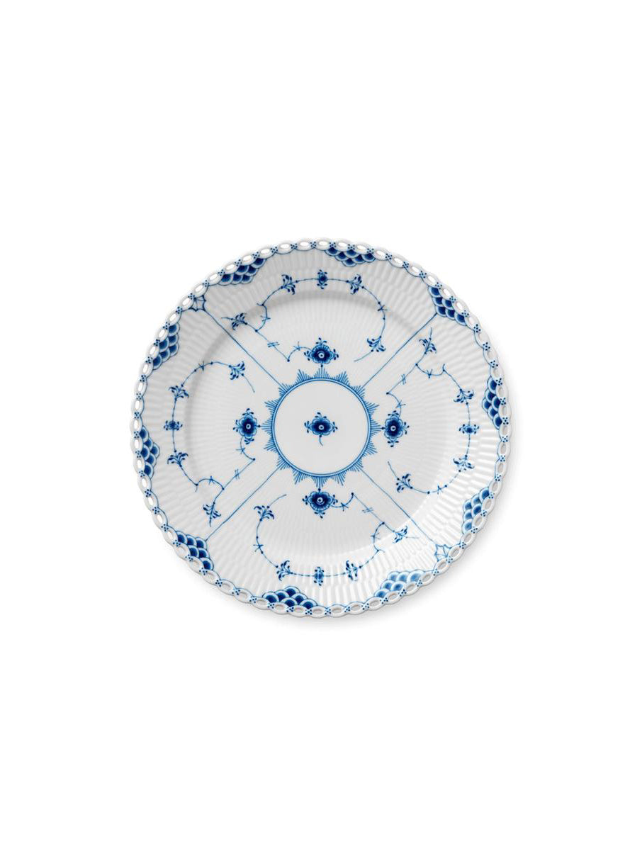 Mid Century Royal Copenhagen Blue Fluted Full Lace 7.75" Dessert Plate-Weston-Table