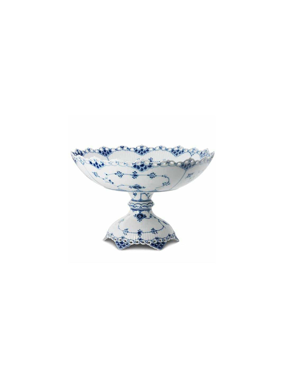 Royal Copenhagen Blue Fluted Full Lace Footed Compote
