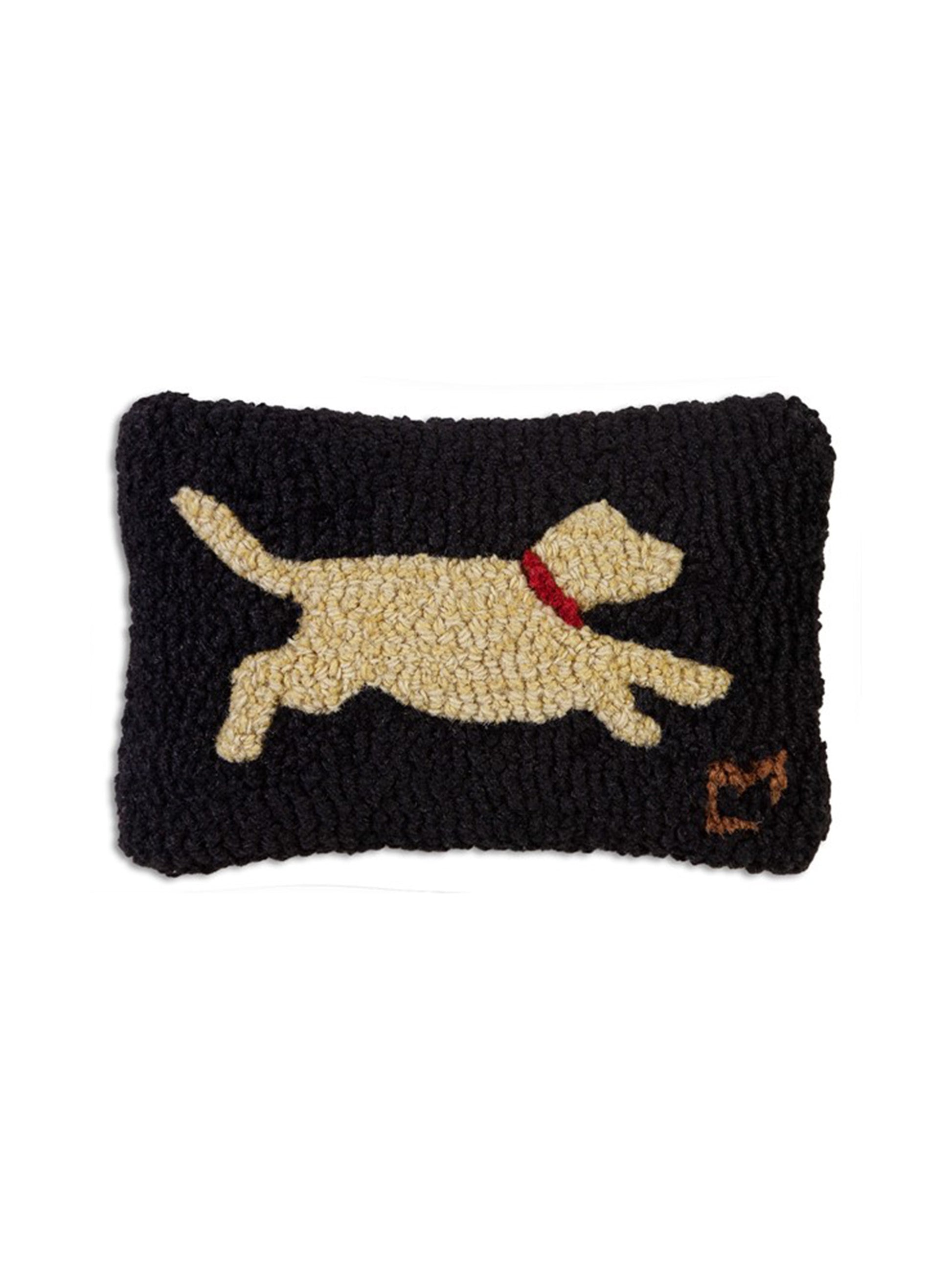 Running Yellow Lab Hooked Wool Pillow Weston Table