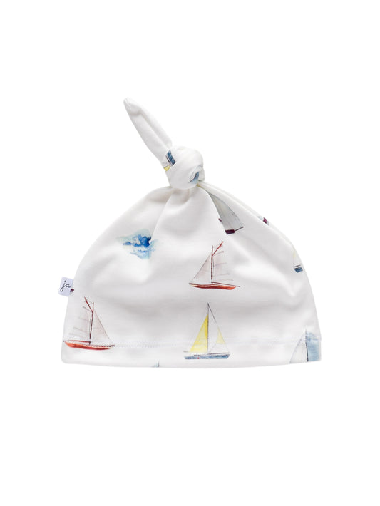 Sailboats Organic Knotted Beanie