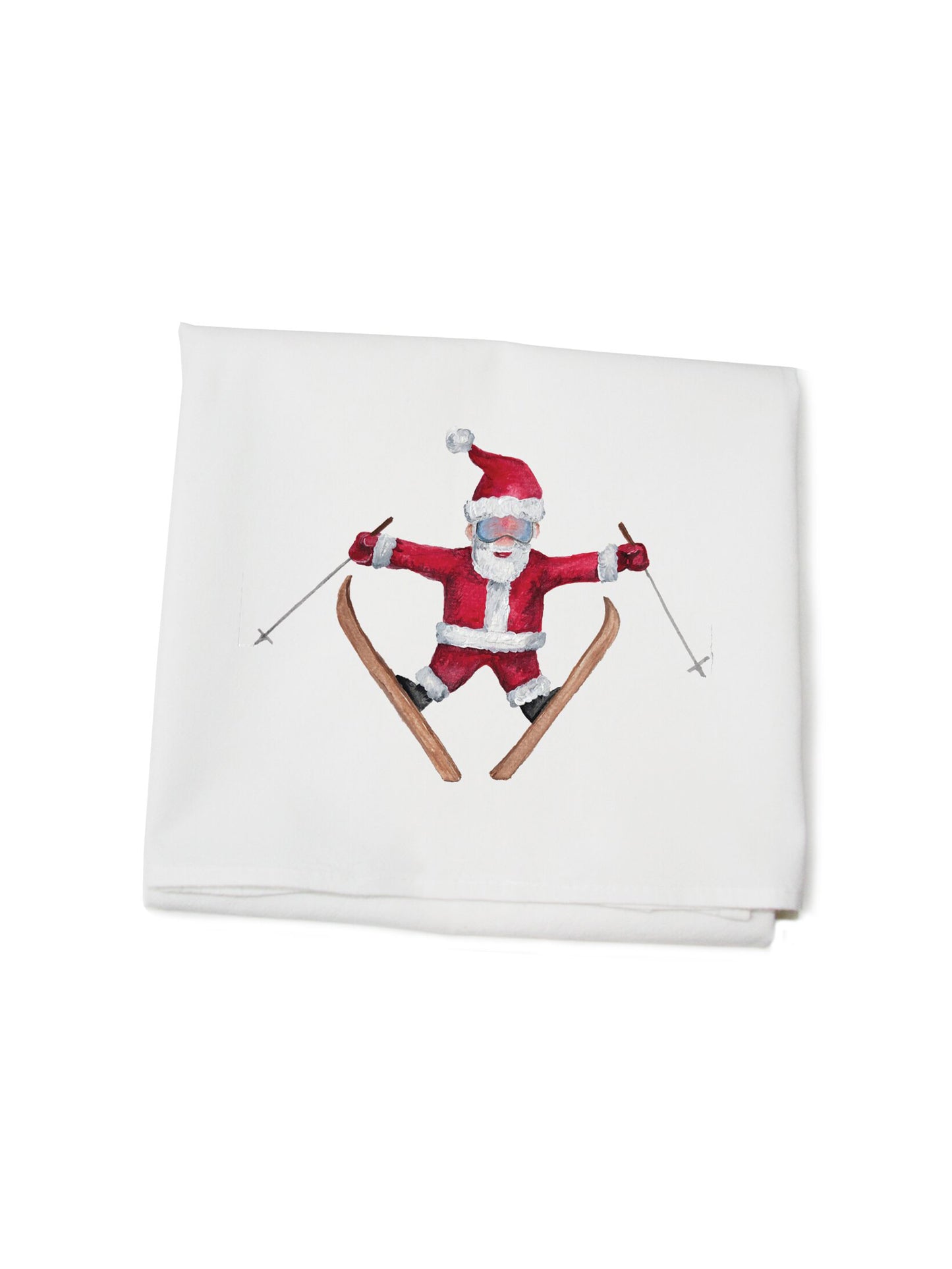 Santa on Skis Flour Sack Towel Weston Table