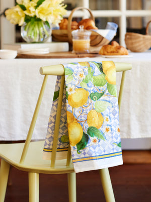 Sevilla Lemon Linen Kitchen Towel Weston Table 