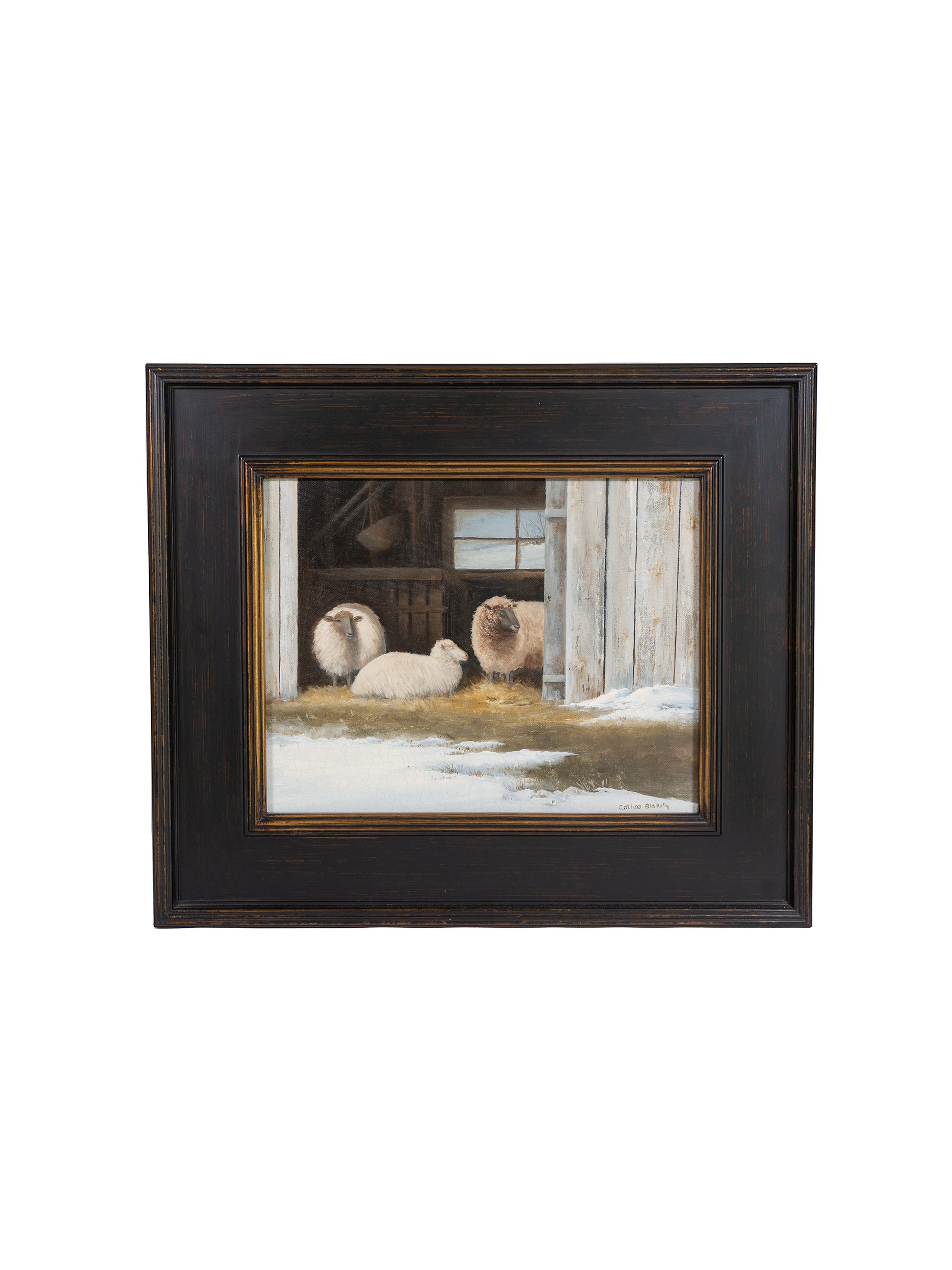 Sheep Oil Painting Corliss Blakely Weston Table