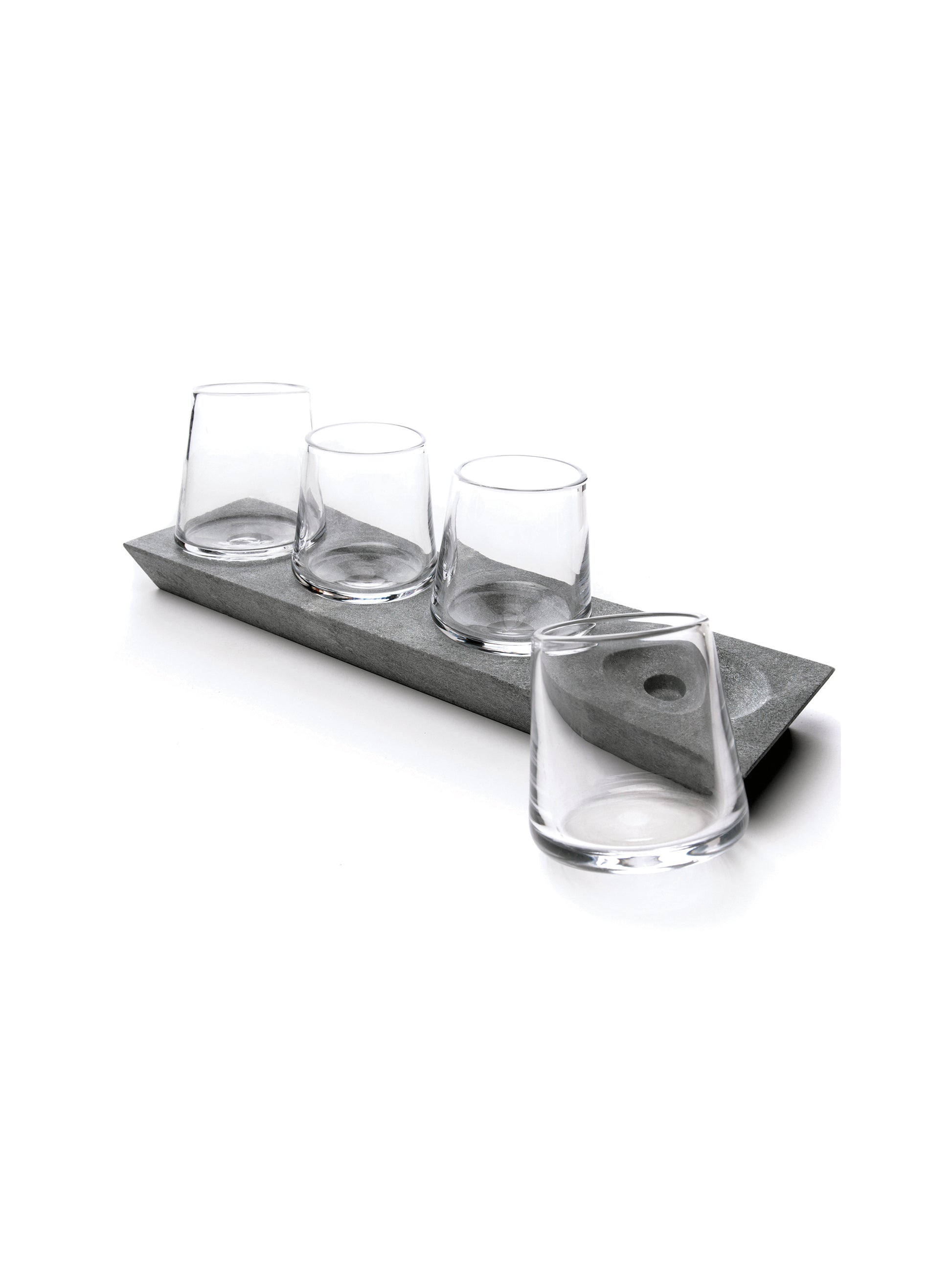 Simon Pearce Alpine Whiskey Glass Set with Soapstone Base Weston Table