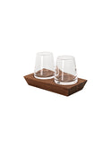 Simon Pearce Ludlow Whiskey Glass Set with Wood Base Set of Two Weston Table