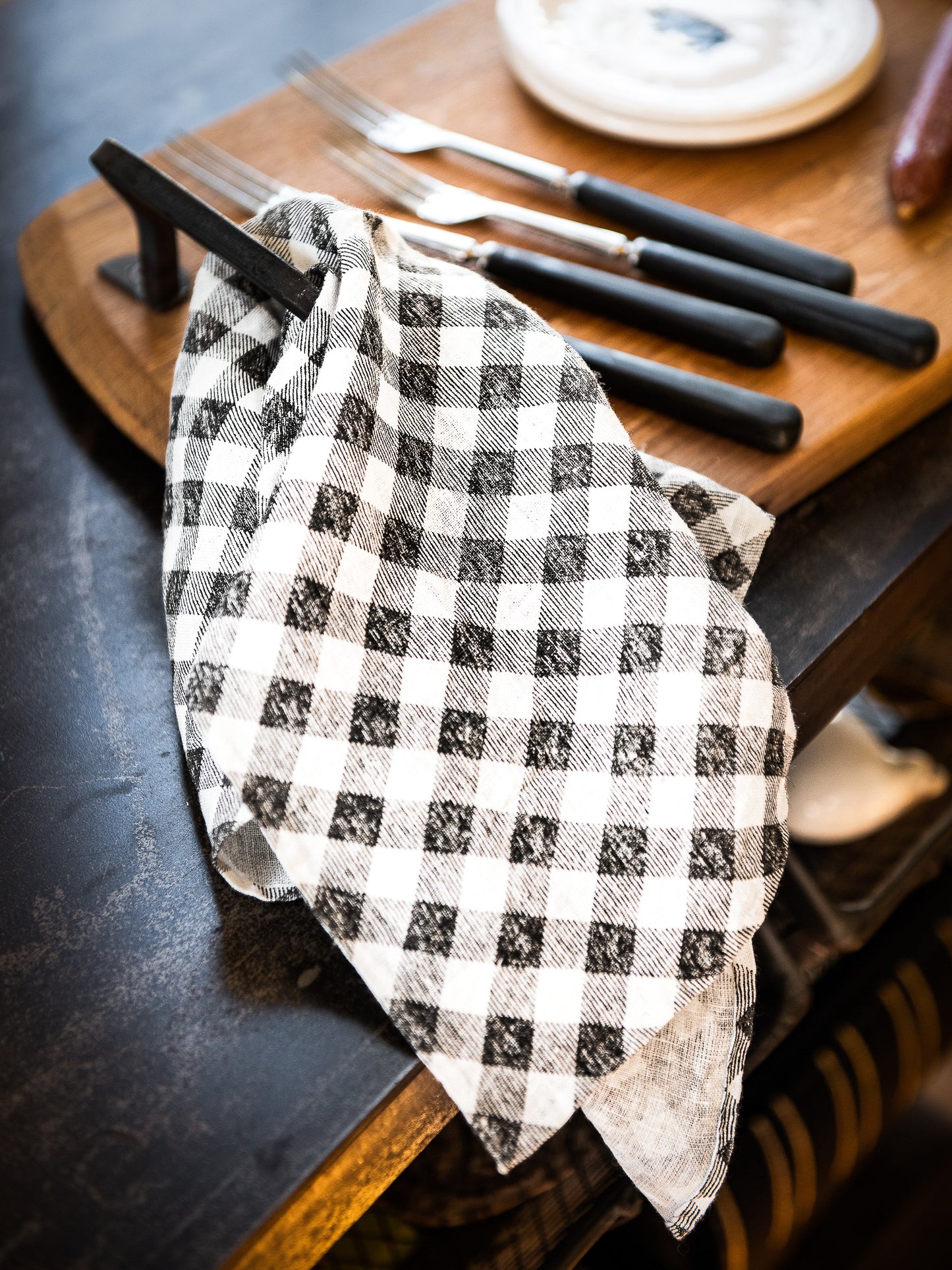 Sir|Madam Black Gingham Napkins Weston Table