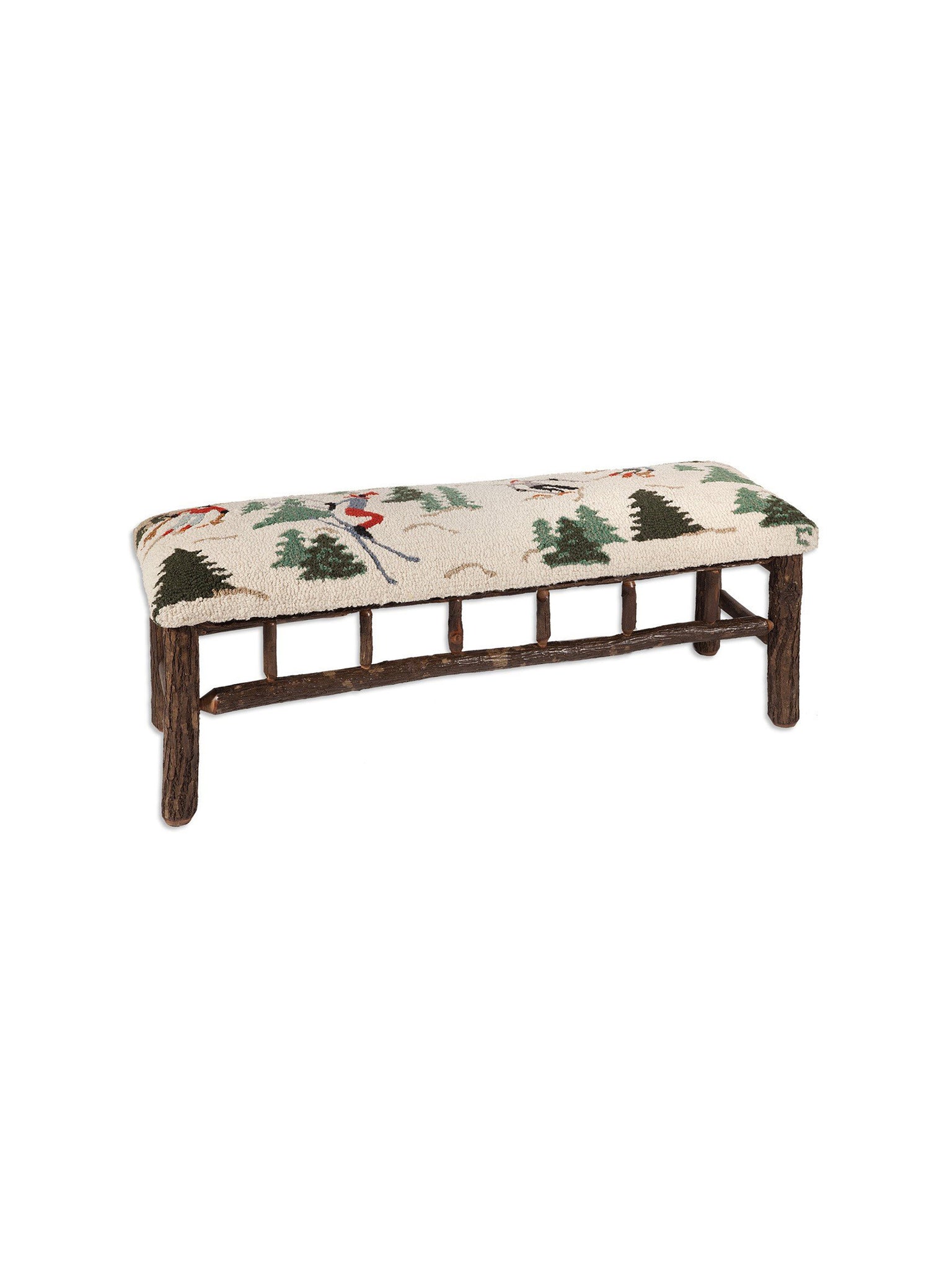 Skier Hooked Wool Top Bench 15 x 48 Weston Table