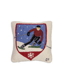 Skier Patch Hooked Wool Pillow Weston Table