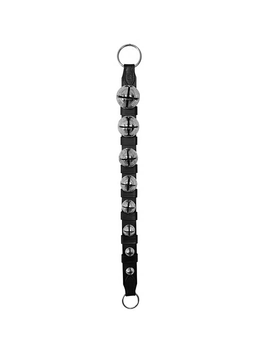 Sleigh Bells with Black Leather Straps 8 Silver Plated Bells with Ring Ends Weston Table