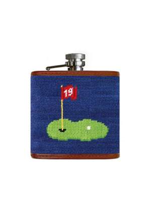  Smathers & Branson Needlepoint Flask Golf 19th Hole Weston Table 