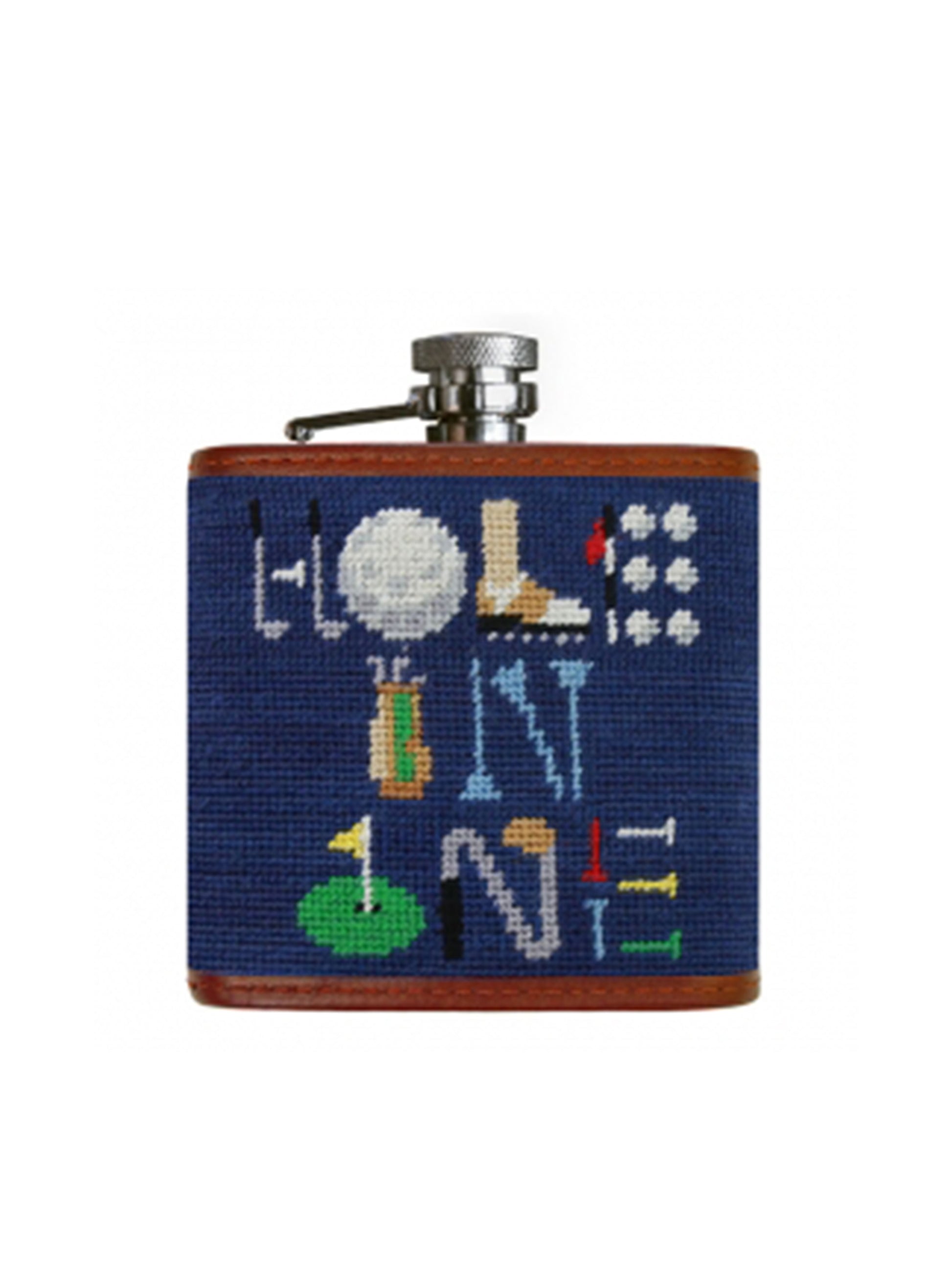 Smathers & Branson Needlepoint Flask Golf Hole in One Weston Table