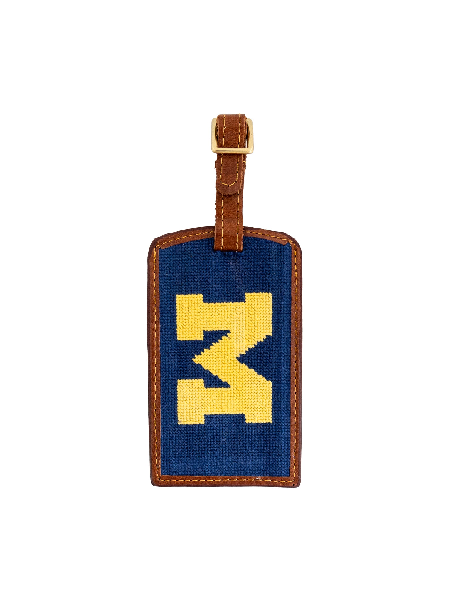 Smathers & Branson Collegiate Michigan Needlepoint Luggage Tag Weston Table