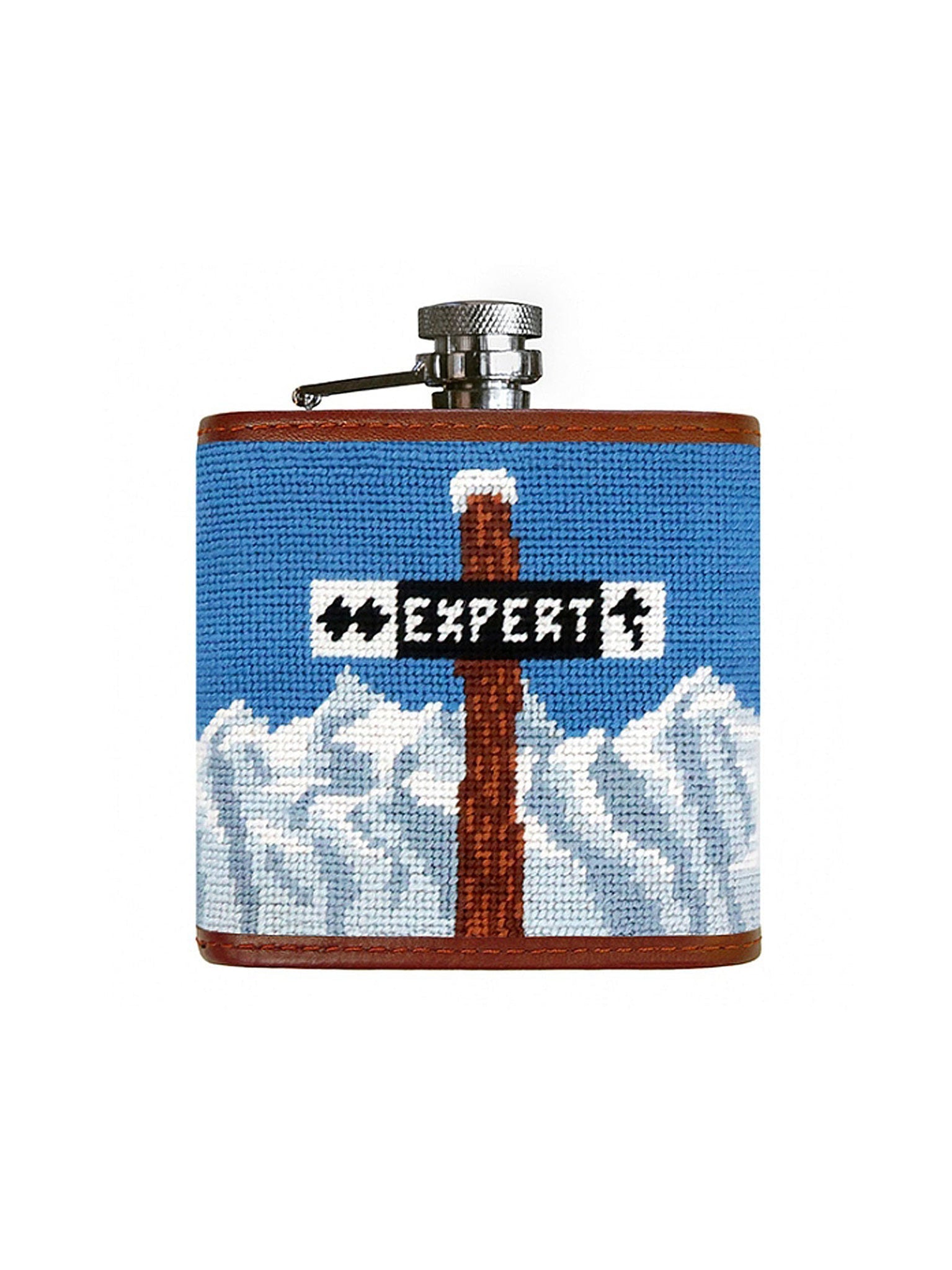 Smathers & Branson Ski Trails Needlepoint Flask Weston Table