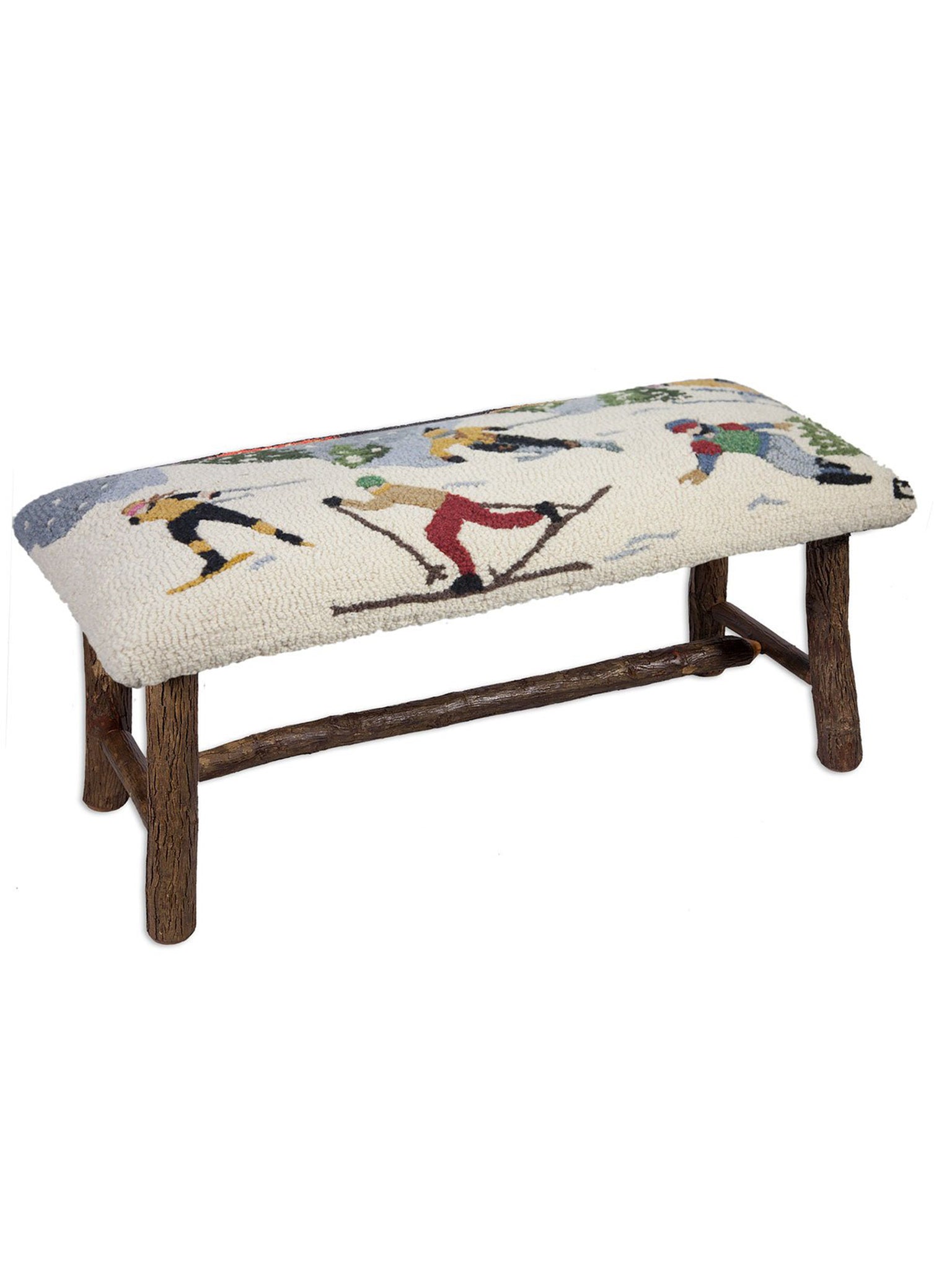 Snow Sports Hooked Wool Top Bench Weston Table