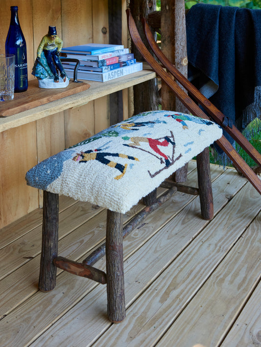 Snow Sports Hooked Wool Top Bench Weston Table