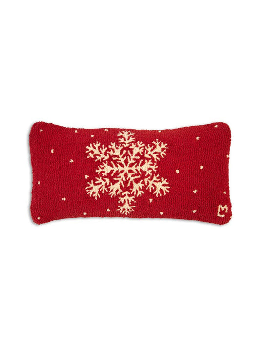 Snowflake Red Hooked Wool Pillow Weston Table