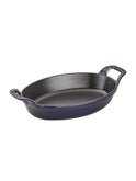 Staub Cast Iron 9.5 x 6.75 Inch Oval Baking Dish Dark Blue Weston Table