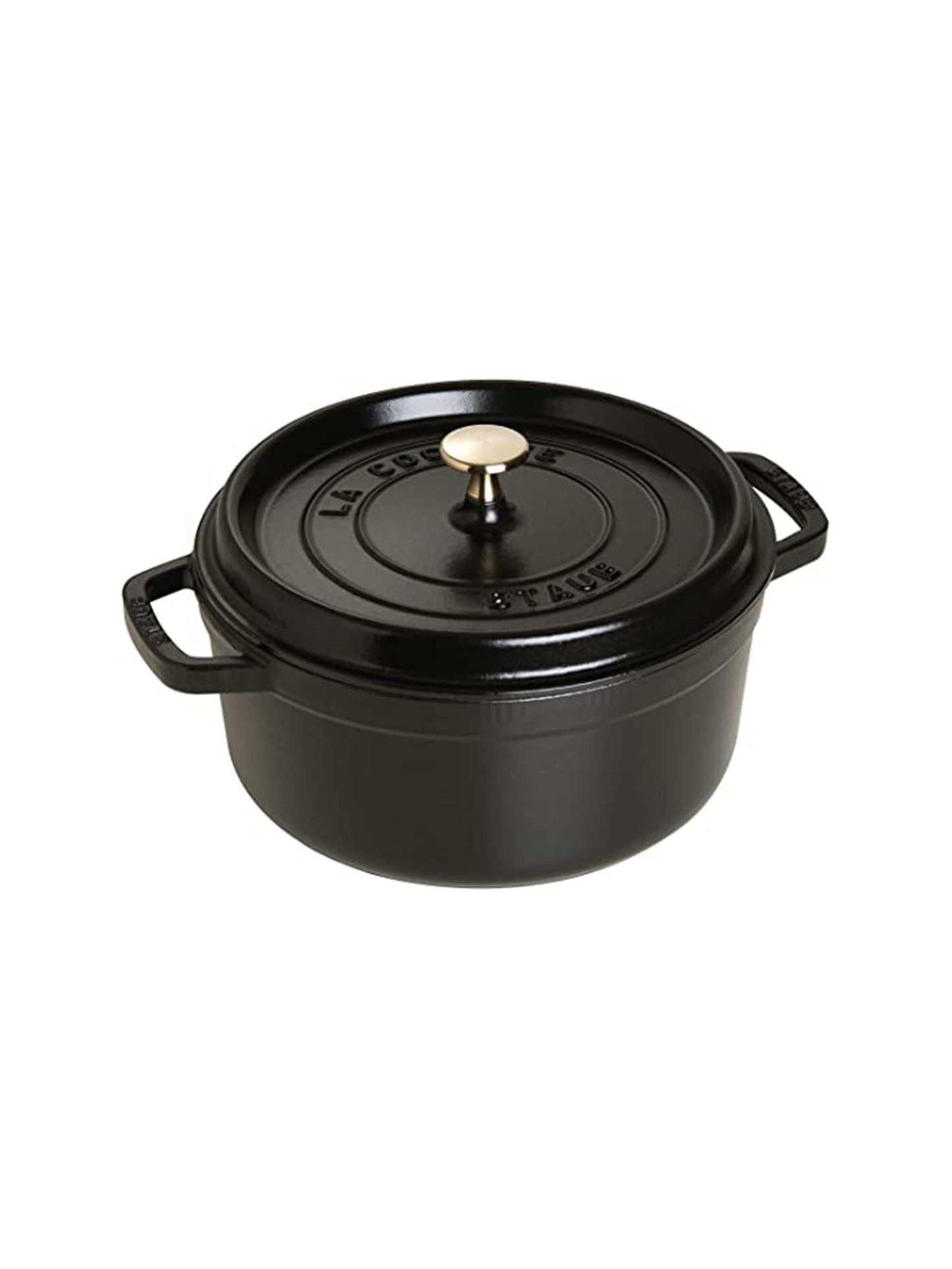 Staub Cast Iron 2.75 Quart Round Cocotte Black Matte Weston Table