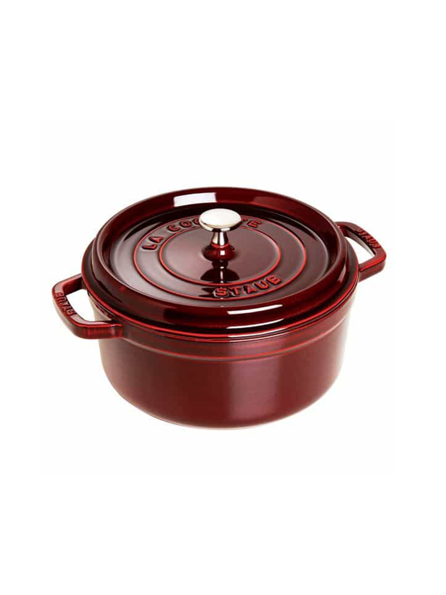 Staub Cast Iron 2.75 Quart Round Cocotte Grenadine Weston Table