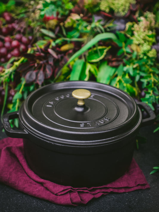  Staub Cast Iron 7-qt Round Cocotte - Cherry, Made in France: Dutch  Ovens: Home & Kitchen