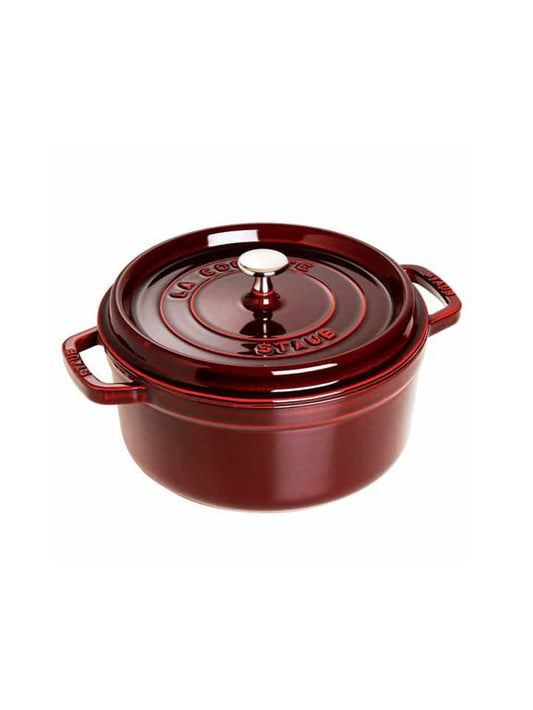 Staub Cast Iron 4 Quart Round Cocotte Grenadine Weston Table