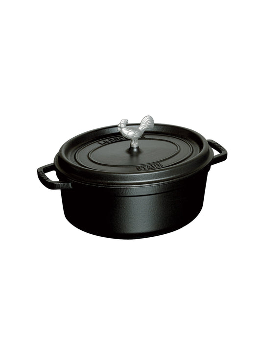 Staub Cast Iron 5.75 Quart Coq Au Vin Black Matte Weston Table
