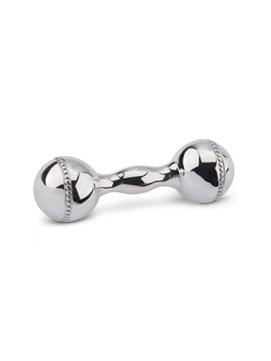  Sterling Silver Beaded Dumbbell Baby Rattle 