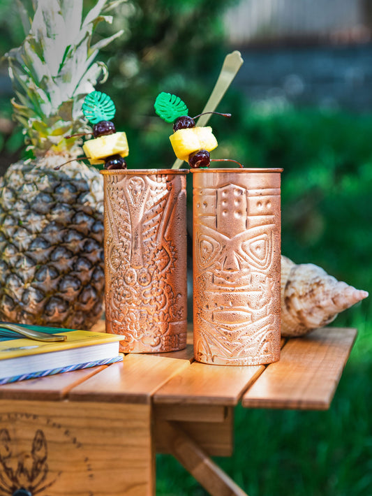The Legends of Hawaii Copper Tiki Mugs Weston Table
