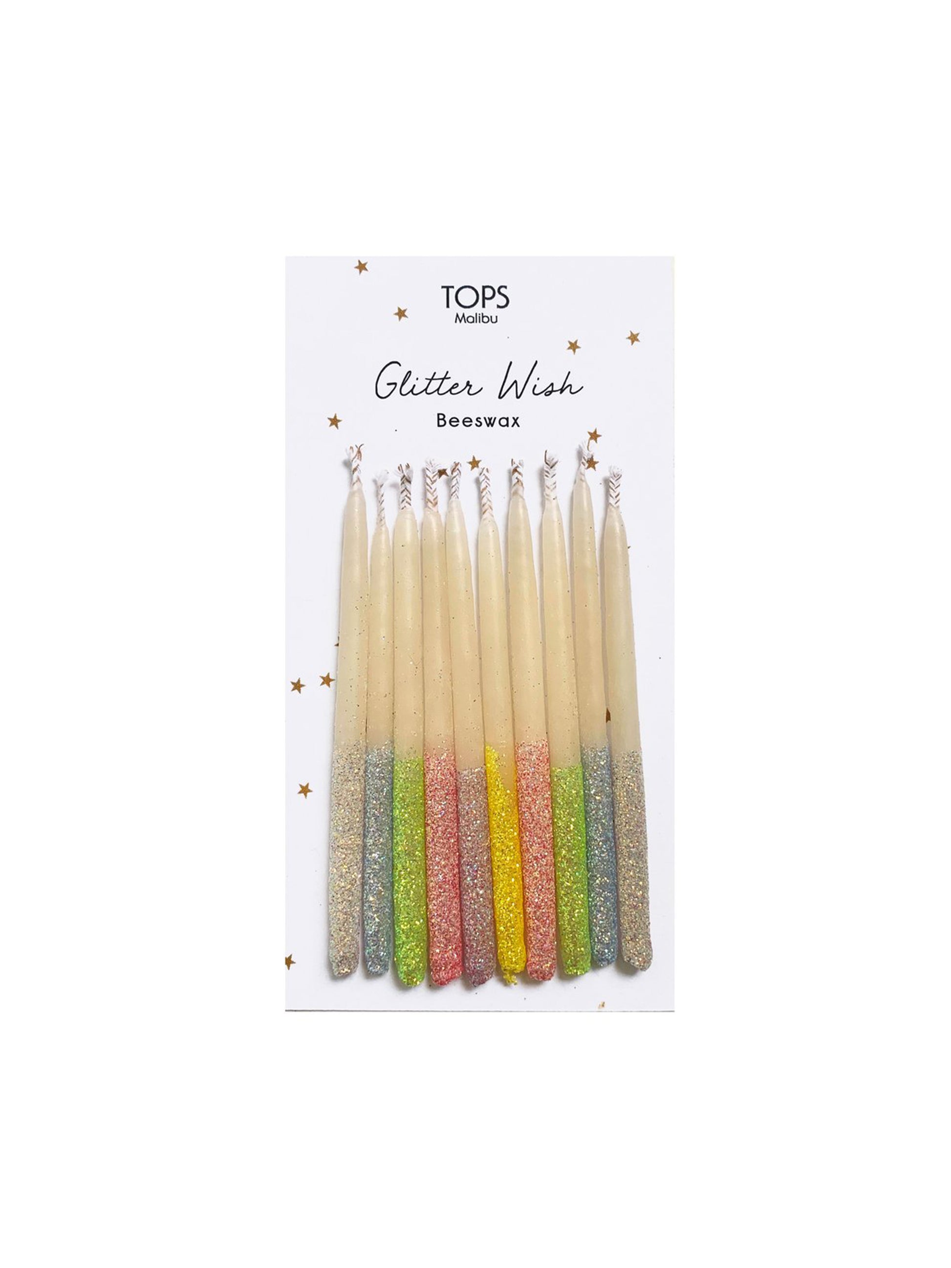 Glitter Wish 6” Candles Beeswax Gold 8 Pack - TOPS Malibu