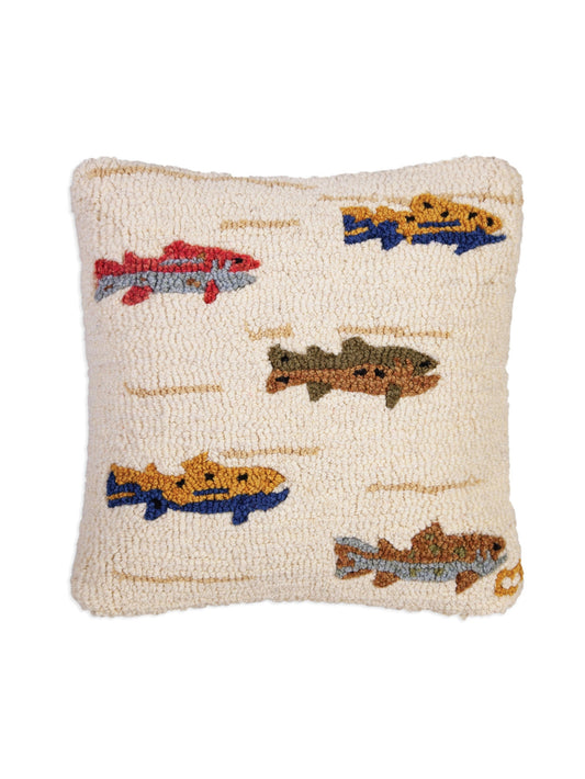 Trout Hooked Wool Square Pillow Weston Table