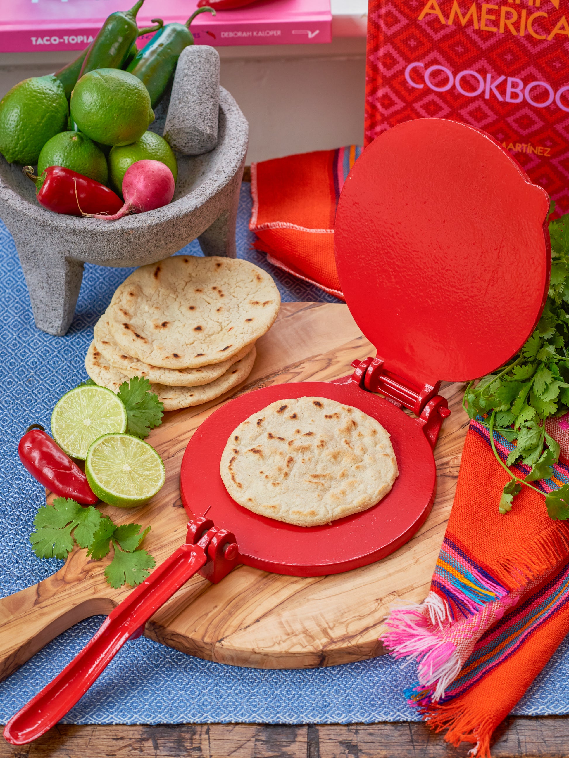 Shop the Red Cast Iron Tortilla Press Kit at Weston Table