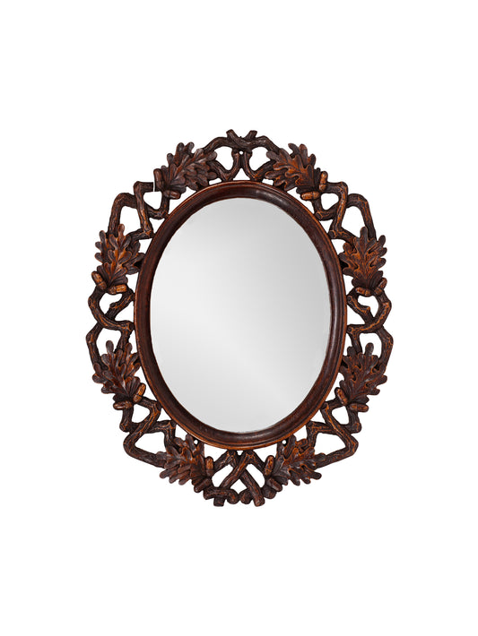 Vintage 1880s Black Forest Carved Mirror Two Weston Table