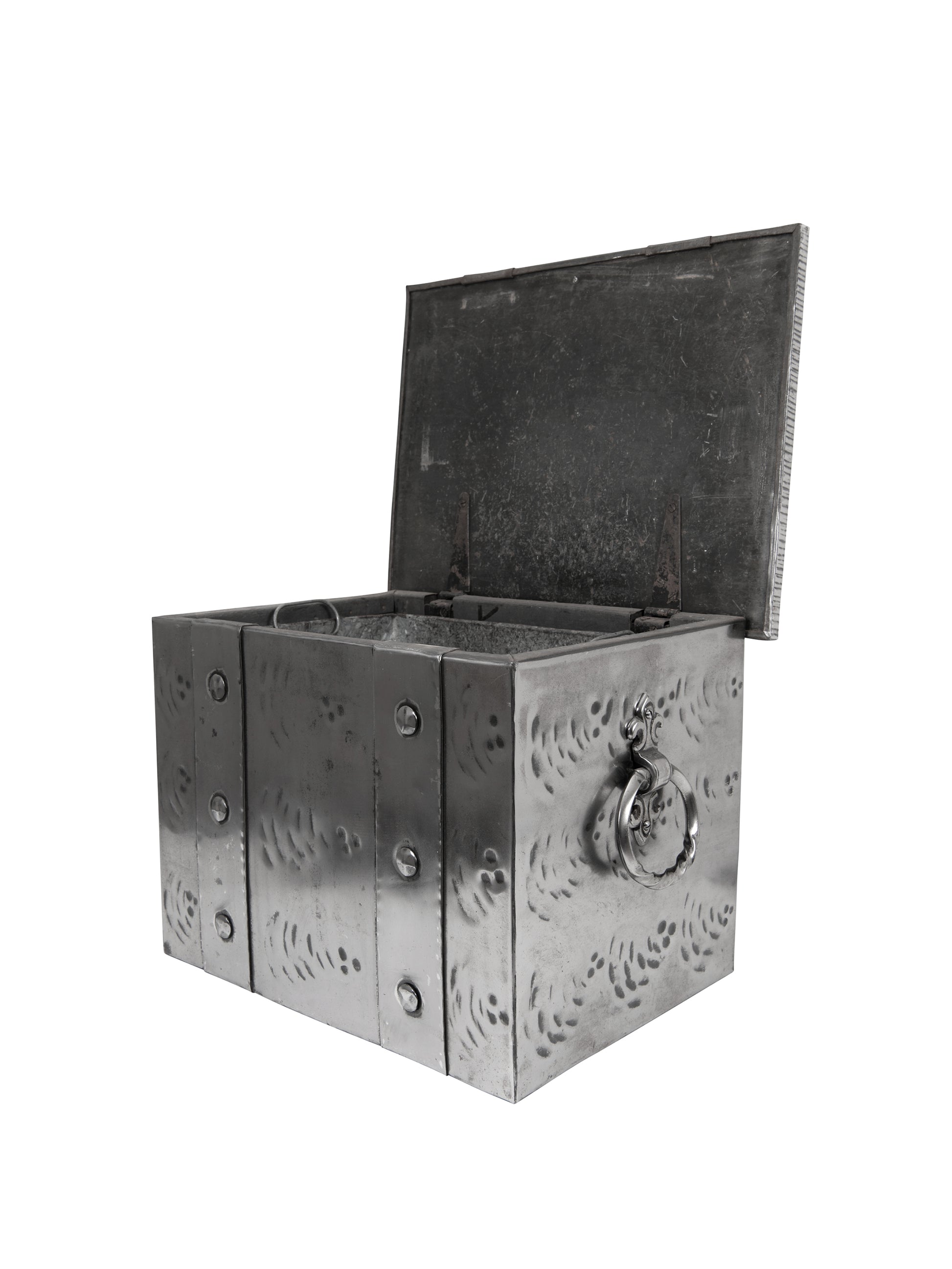 Vintage 1900 French Nickel Apartment Coal Box Weston Table