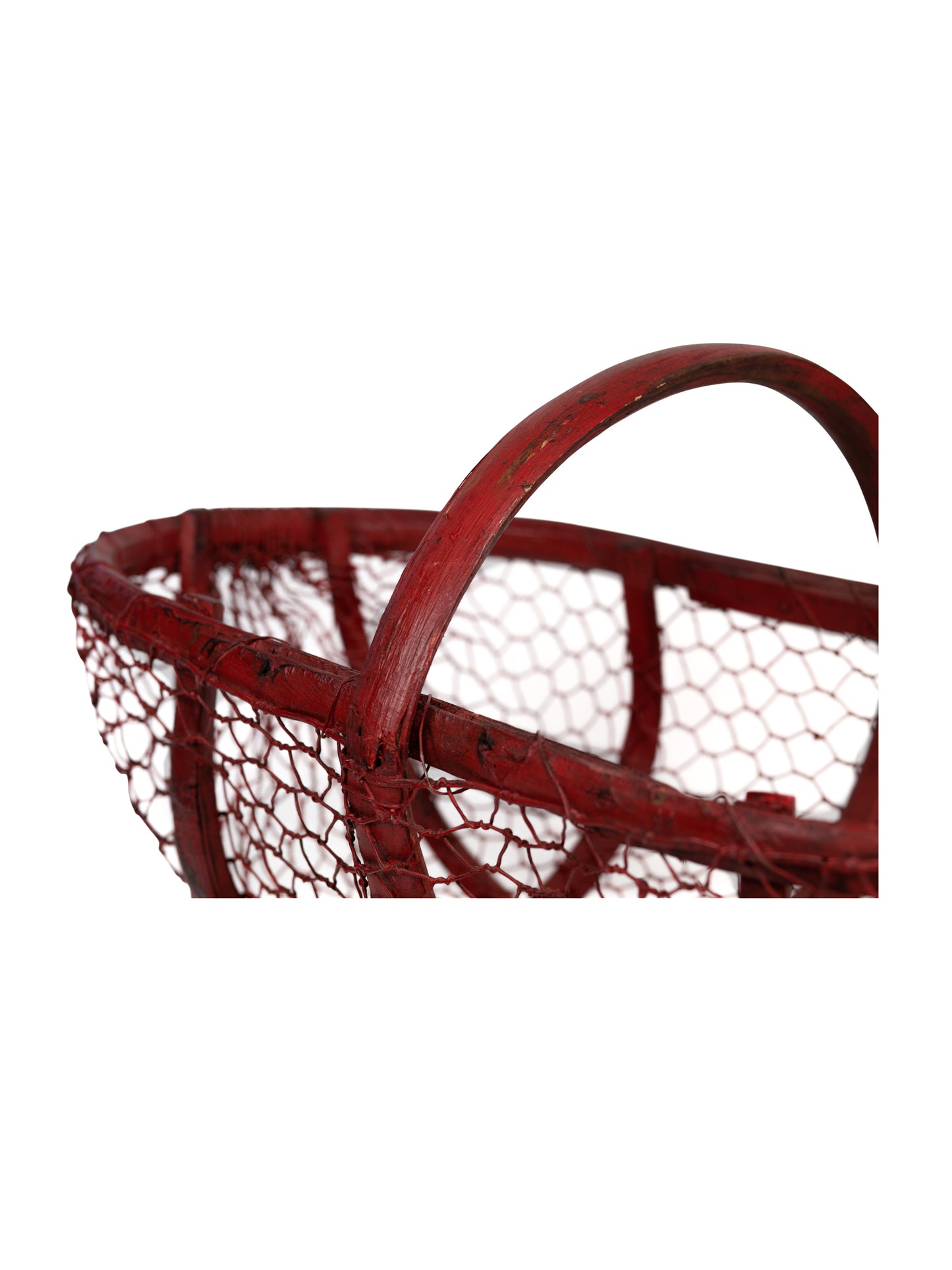 Vintage 1910 French Red Painted Wire Oyster Basket Weston Table