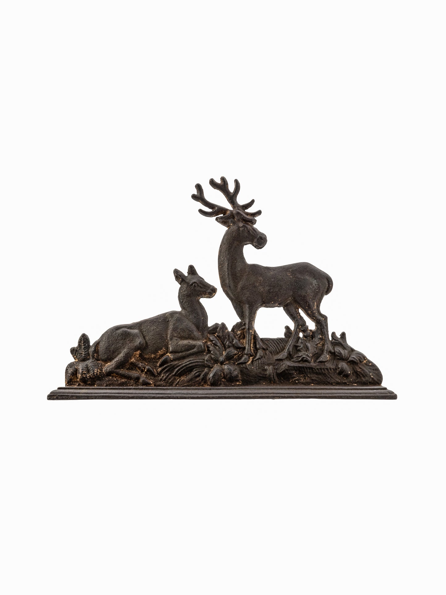 Vintage 1910s English Cast Iron Stag and Doe Doorstop Weston Table