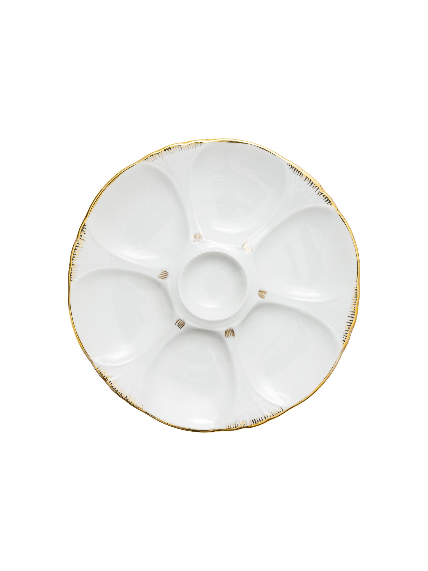 Vintage 1930s Limoges White and Gold Oyster Plate Weston Table