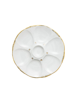  Vintage 1930s Limoges White and Gold Oyster Plate Weston Table 