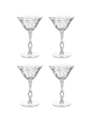  Vintage 1930s Rose Point Cambridge Martini Glasses 4 Weston Table 