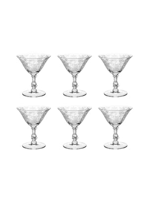  Vintage 1930s Rose Point Cambridge Short Martini Glasses 6 Weston Table 