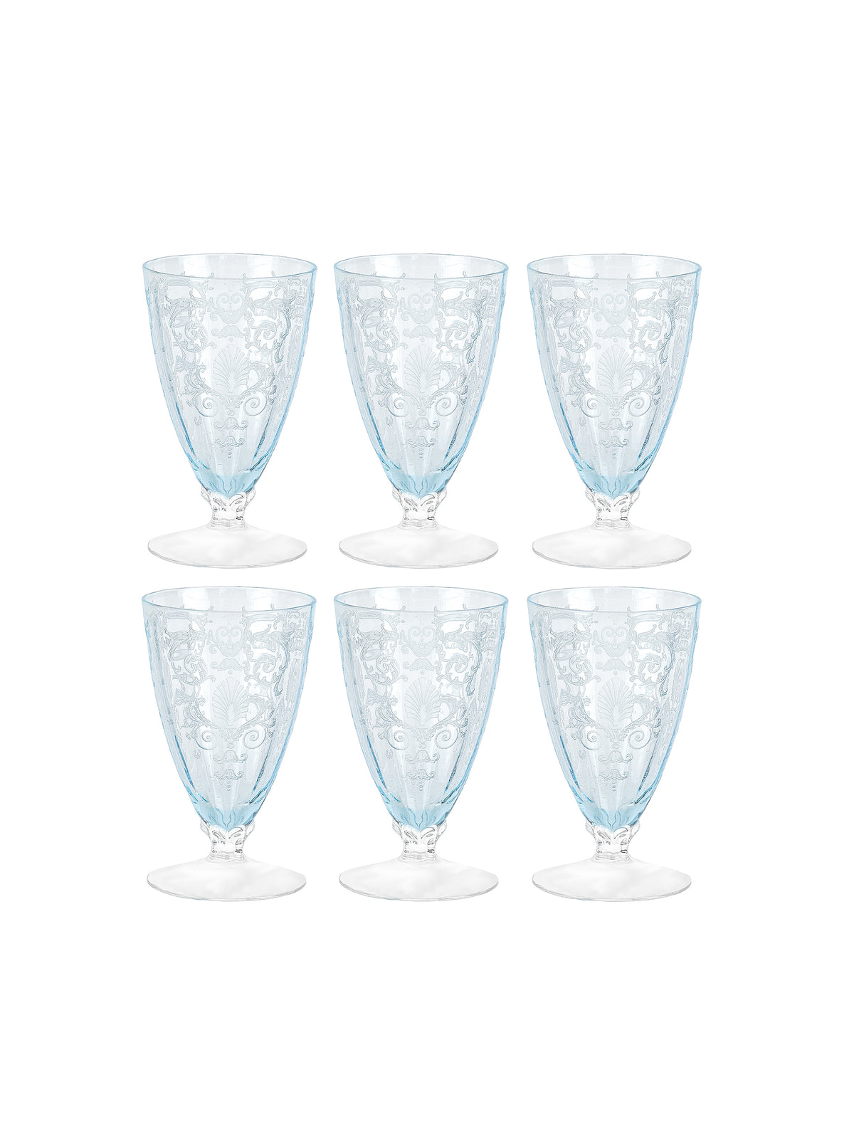 Vintage 1940s Fostoria Versailles Blue Footed Glasses