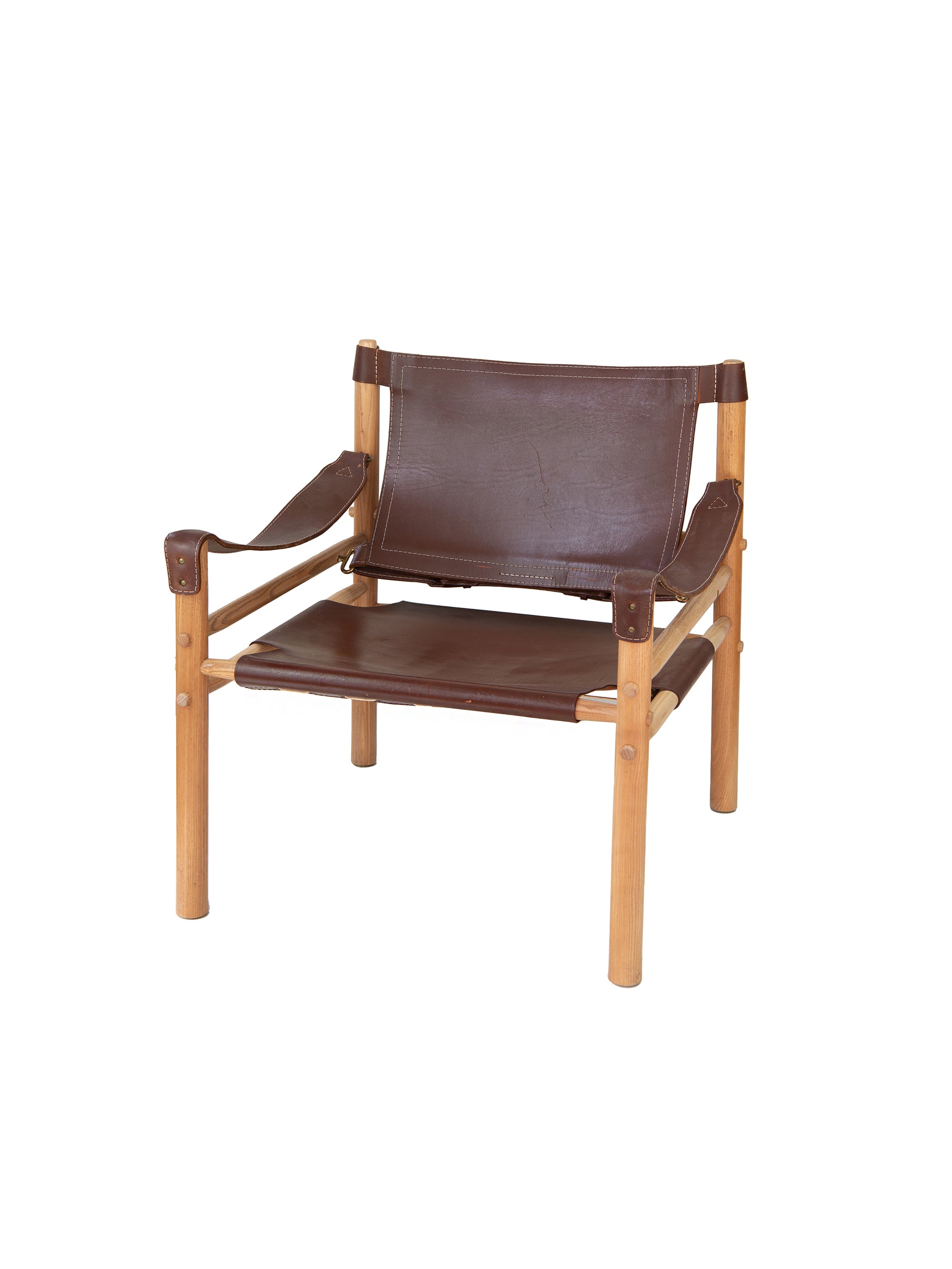 Vintage 1960s Cognac Safari Chair Weston Table