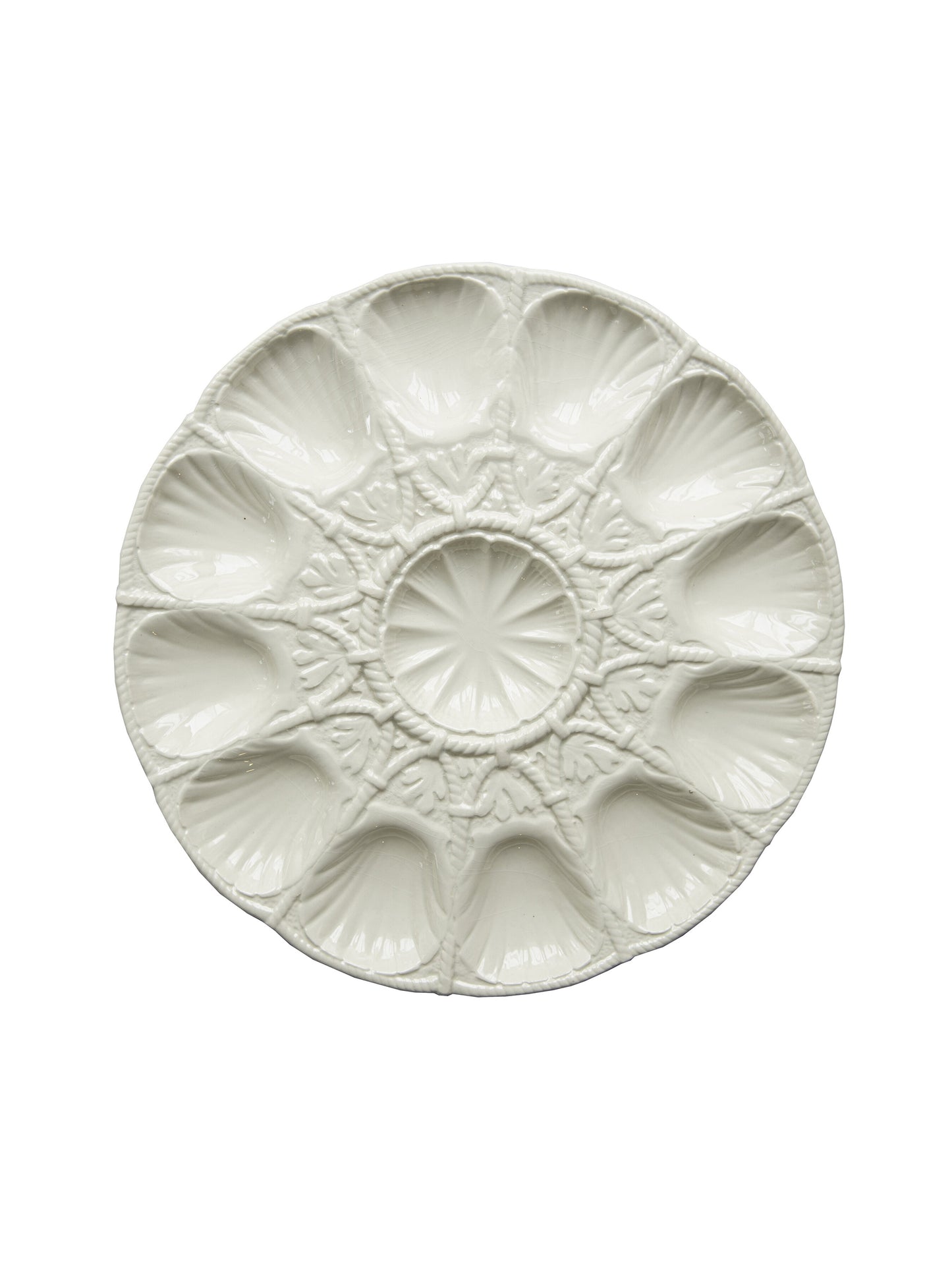 Vintage 1960s Sarreguemines White Oyster Platter Plate One  Weston Table