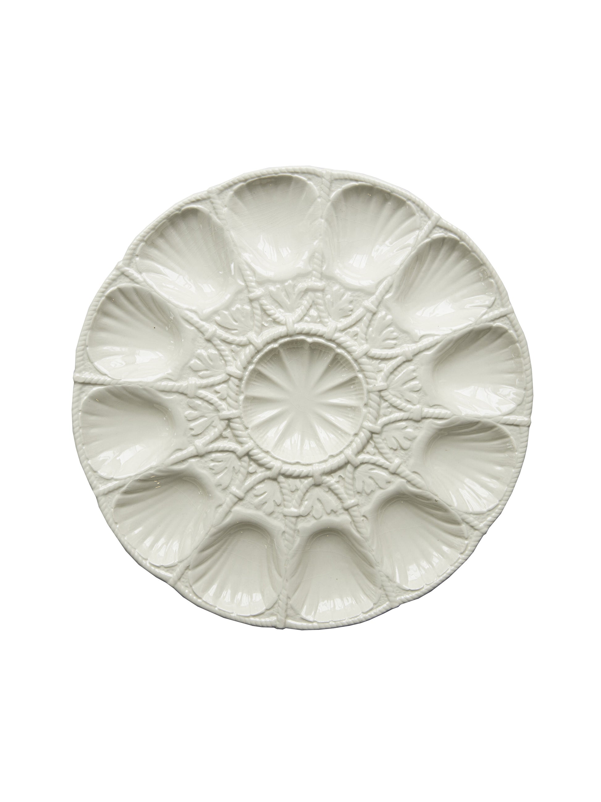 Vintage 1960s Sarreguemines White Oyster Platter Plate One  Weston Table