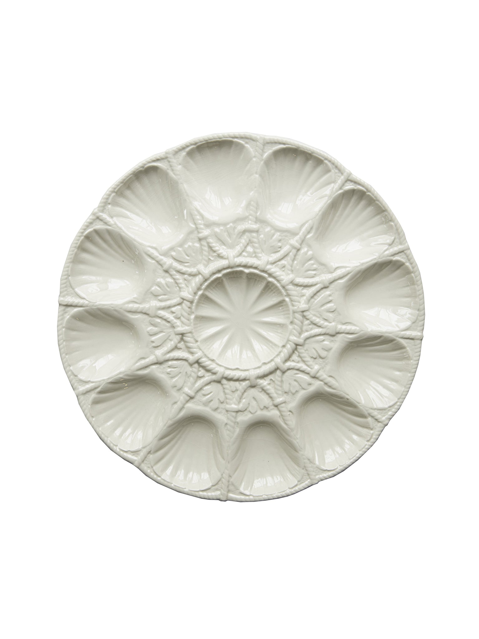 Vintage 1960s Sarreguemines White Oyster Platter Plate One  Weston Table