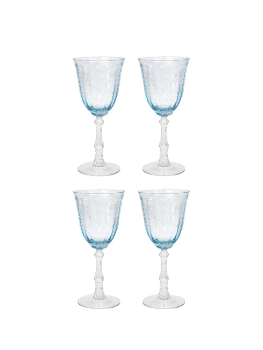 Vintage 1970s Fostoria Blue Navarre Wine Glasses Weston Table