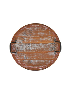  Australian Vintner's Wine Cask Board with Wrought Iron Handles Platter One Weston Table 