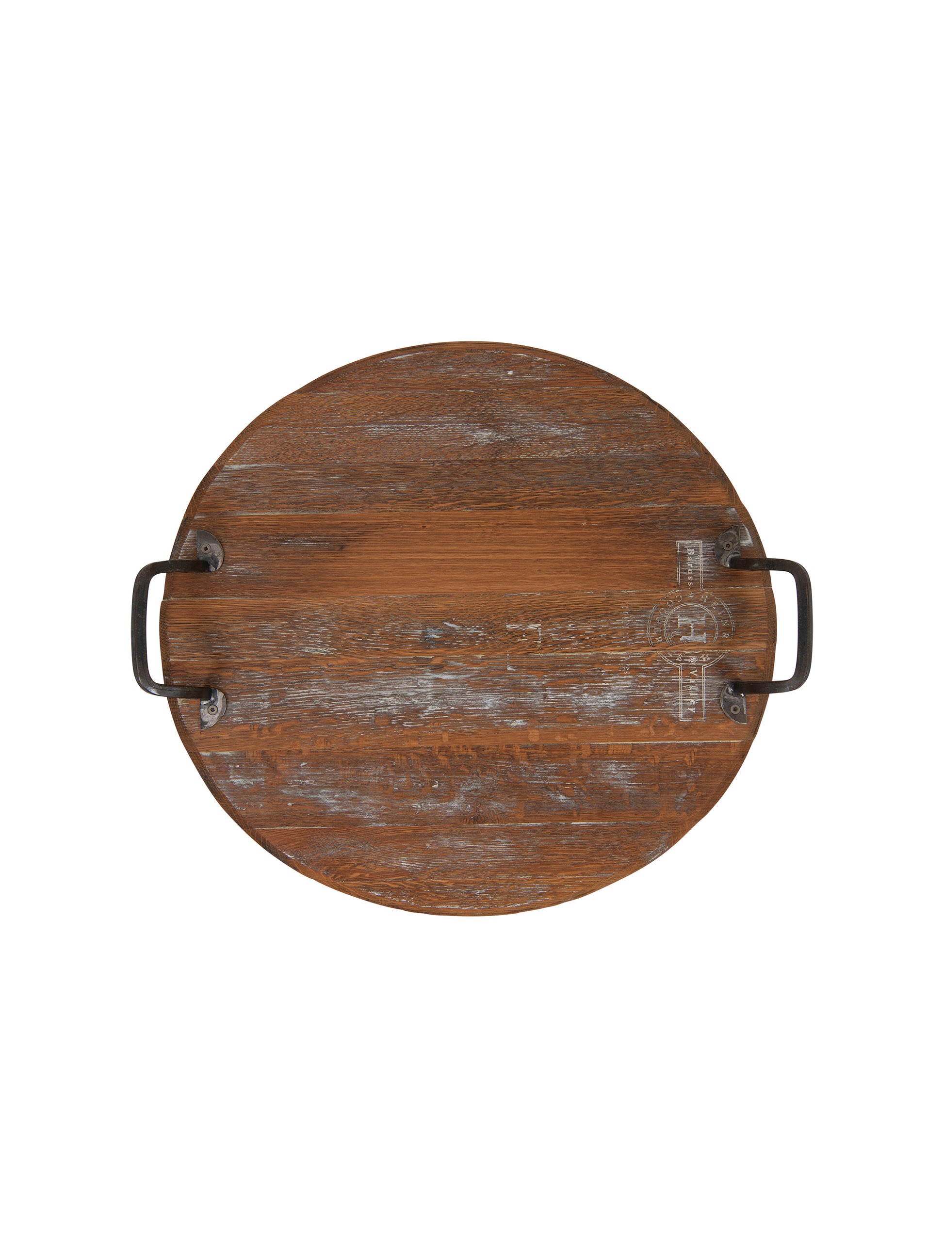 Australian Vintner's Wine Cask Board with Wrought Iron Handles Platter Three Weston Table