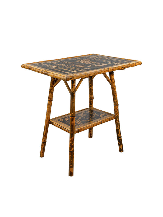 Vintage Bamboo Botanical Decoupaged Table Weston Table